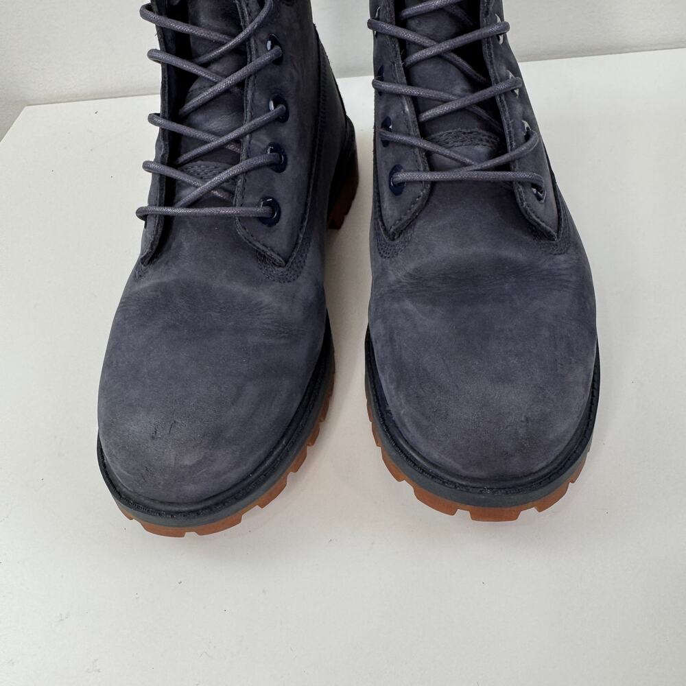 TIMBERLAND Boys Boots 6 Navy Blue Nubuck Premium Waterproof 6" Combat Boot 3793A - Picture 4 of 9